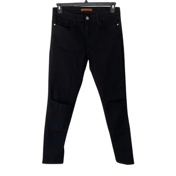 Rebecca Minkoff, Mid Rise Thompson Distressed Skinny Jeans, Black - Picture 2 of 8